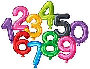 Bunte Ziffern 0 bis 9