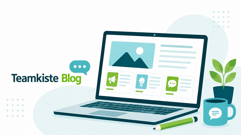 Teamkiste Blog: Logo und Schreibtisch